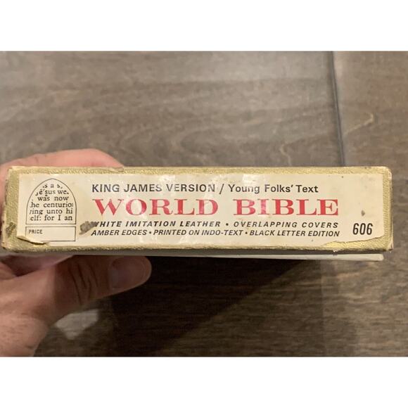 Vintage 60s White Young Folks Text World Bible King James Version With Box - Picture 10 of 12